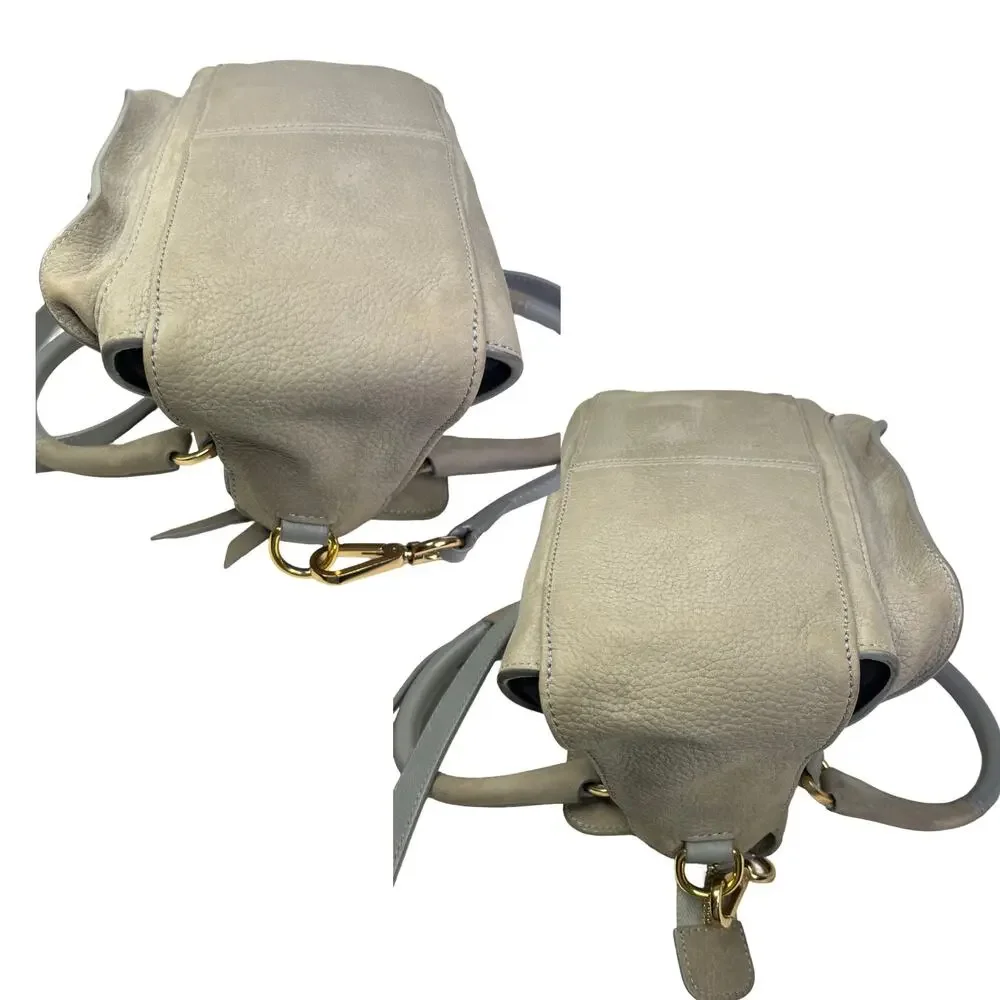 See by Chloé Miya Mini Satchel Crossbody Gray Leather Suede Gold Ring Bag